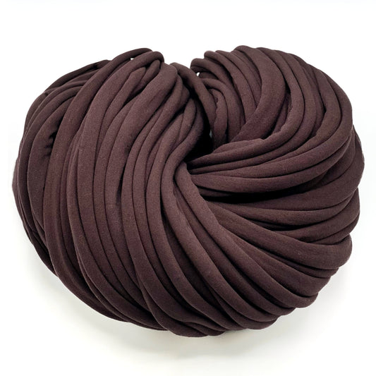 Super Thick T-Shirt Yarn 20–30 mm for Giant Crochet, Hand Knitting & Macrame – Chunky Cotton Tube Yarn – DIY Home Decor – Hot Chocolate