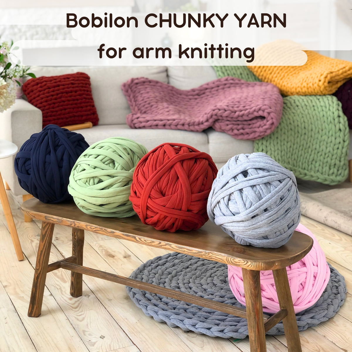 Super Thick T-Shirt Yarn 20–30 mm for Giant Crochet, Hand Knitting & Macrame – Chunky Cotton Tube Yarn – DIY Home Decor – Silver