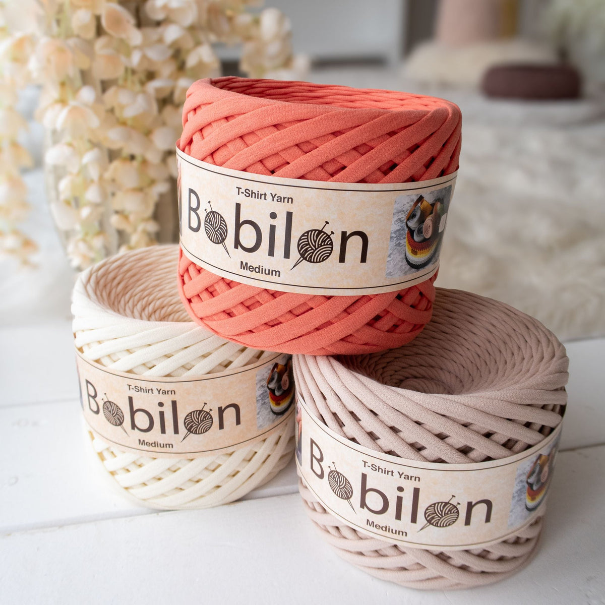 T-shirt yarn, Micro 3-5 mm, Apricot Crush