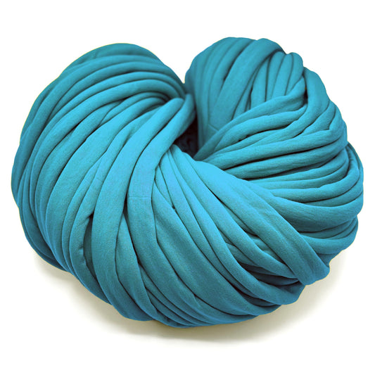 Super Thick T-Shirt Yarn 20–30 mm for Giant Crochet, Hand Knitting & Macrame – Chunky Cotton Tube Yarn – DIY Home Decor – Blue Lagoon