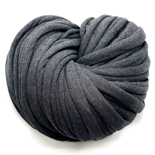 Super Thick T-Shirt Yarn 20–30 mm for Giant Crochet, Hand Knitting & Macrame – Chunky Cotton Tube Yarn – DIY Home Decor – Graphite