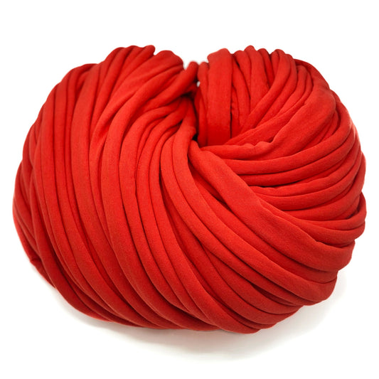 Super Thick T-Shirt Yarn 20–30 mm for Giant Crochet, Hand Knitting & Macrame – Chunky Cotton Tube Yarn – DIY Home Decor – Lady in Red