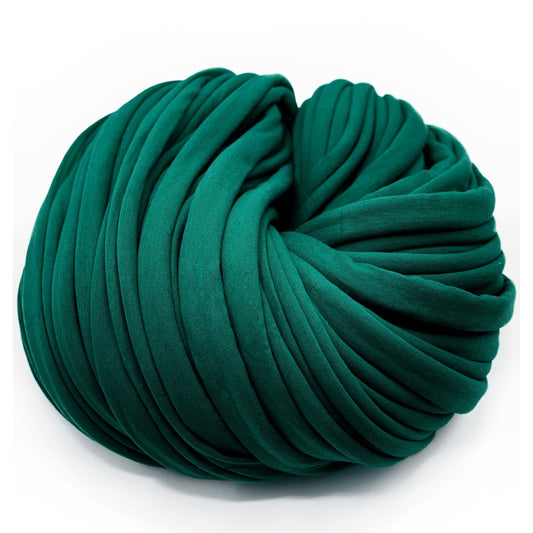 Super Thick T-Shirt Yarn 20–30 mm for Giant Crochet, Hand Knitting & Macrame – Chunky Cotton Tube Yarn – DIY Home Decor – Ultramarine Green