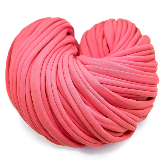 Super Thick T-Shirt Yarn 20–30 mm for Giant Crochet, Hand Knitting & Macrame – Chunky Cotton Tube Yarn – DIY Home Decor – Coral