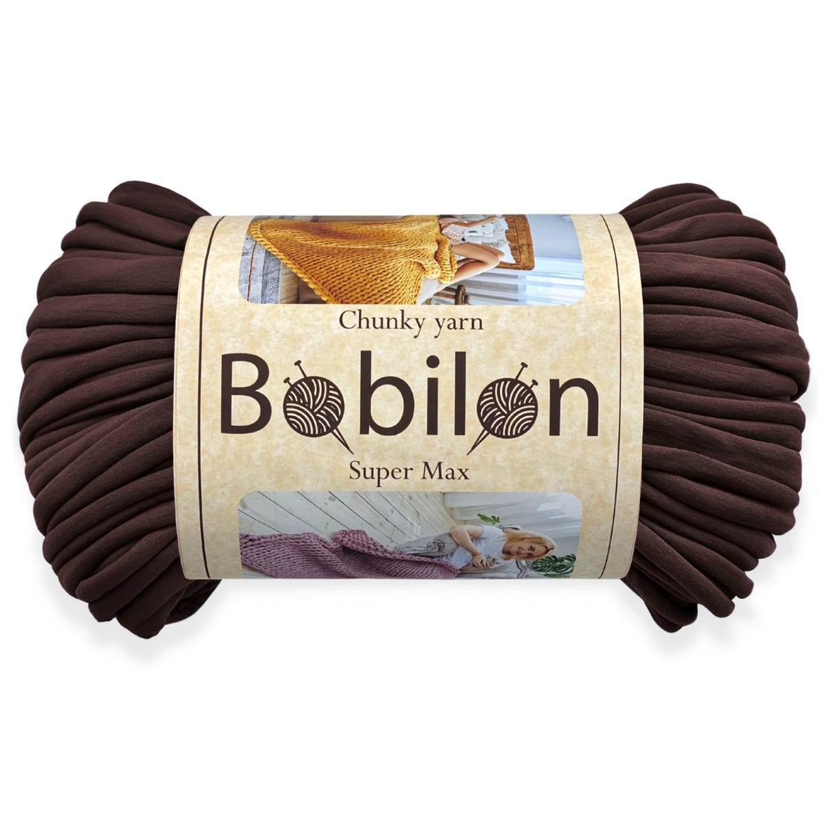 Super Thick T-Shirt Yarn 20–30 mm for Giant Crochet, Hand Knitting & Macrame – Chunky Cotton Tube Yarn – DIY Home Decor – Hot Chocolate
