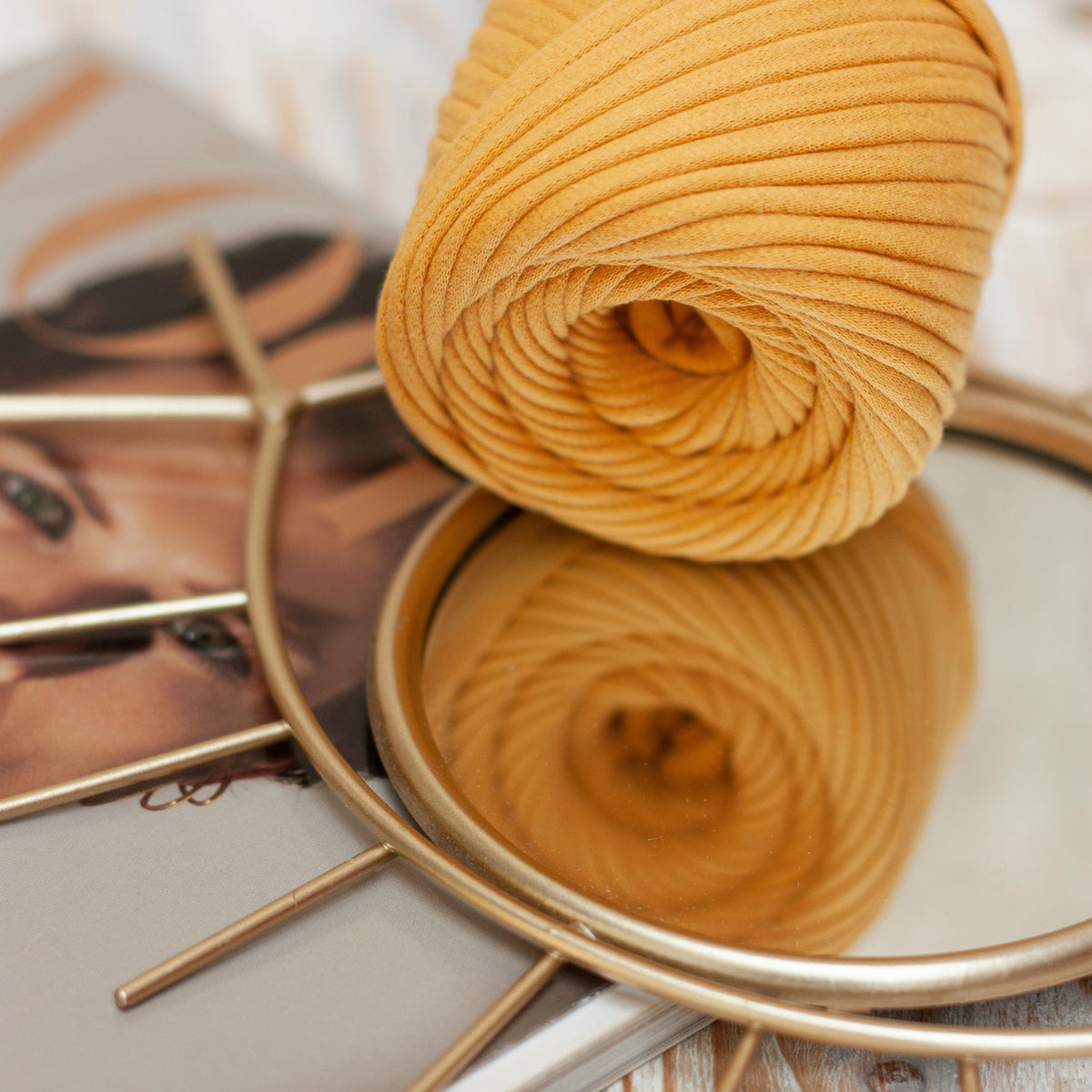T-shirt yarn, Micro 3-5 mm, Mustard