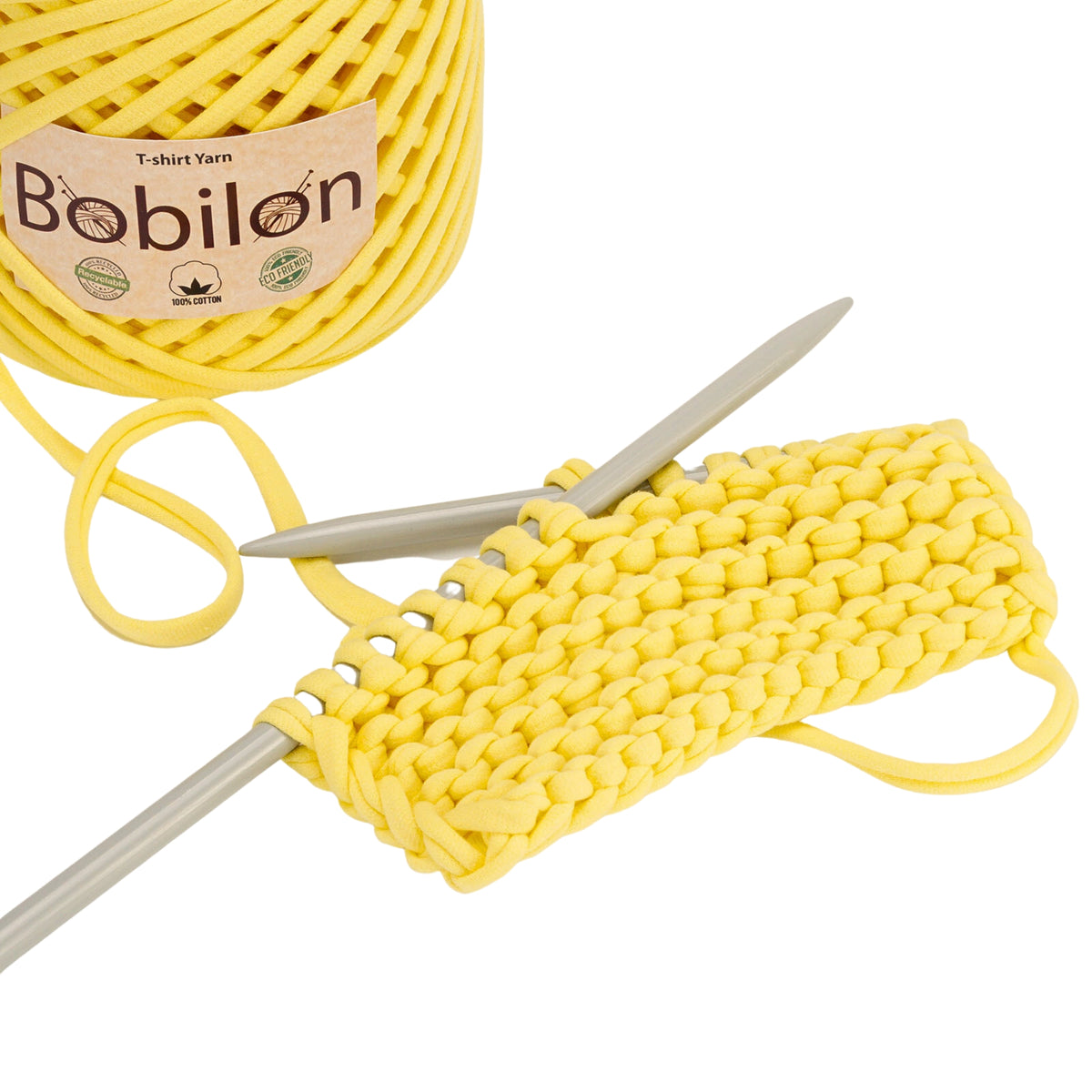 T-shirt yarn, Medium 7-9 mm, Yellow