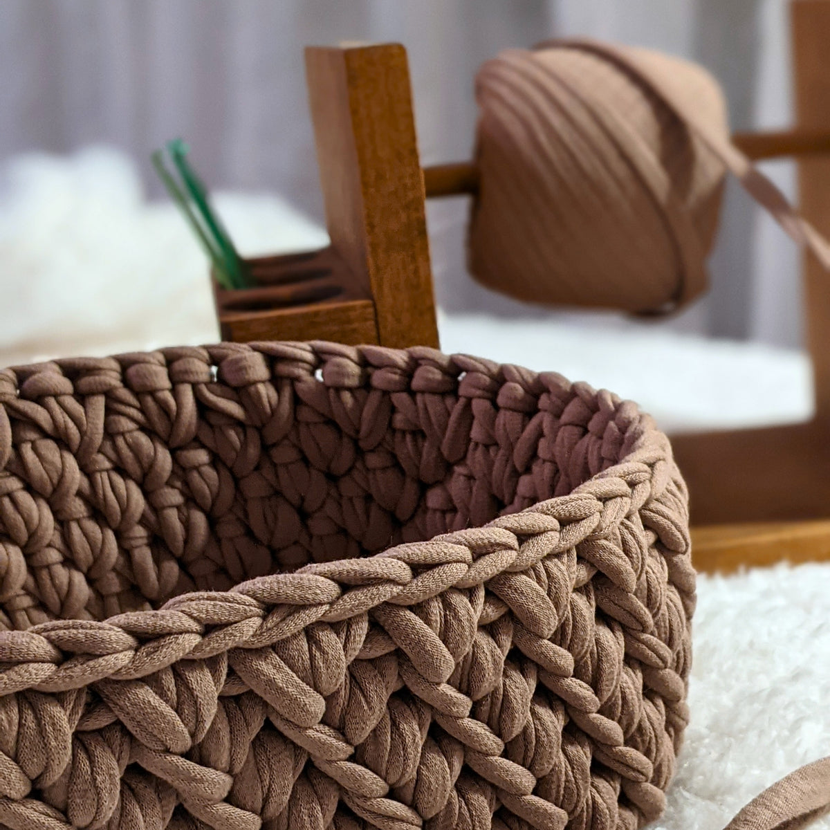 T-shirt yarn, Medium 7-9 mm, Cocoa