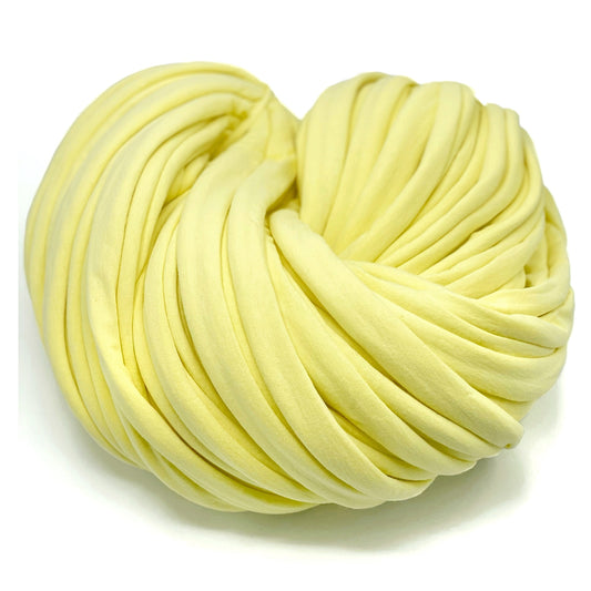Super Thick T-Shirt Yarn 20–30 mm for Giant Crochet, Hand Knitting & Macrame – Chunky Cotton Tube Yarn – DIY Home Decor – Lemon