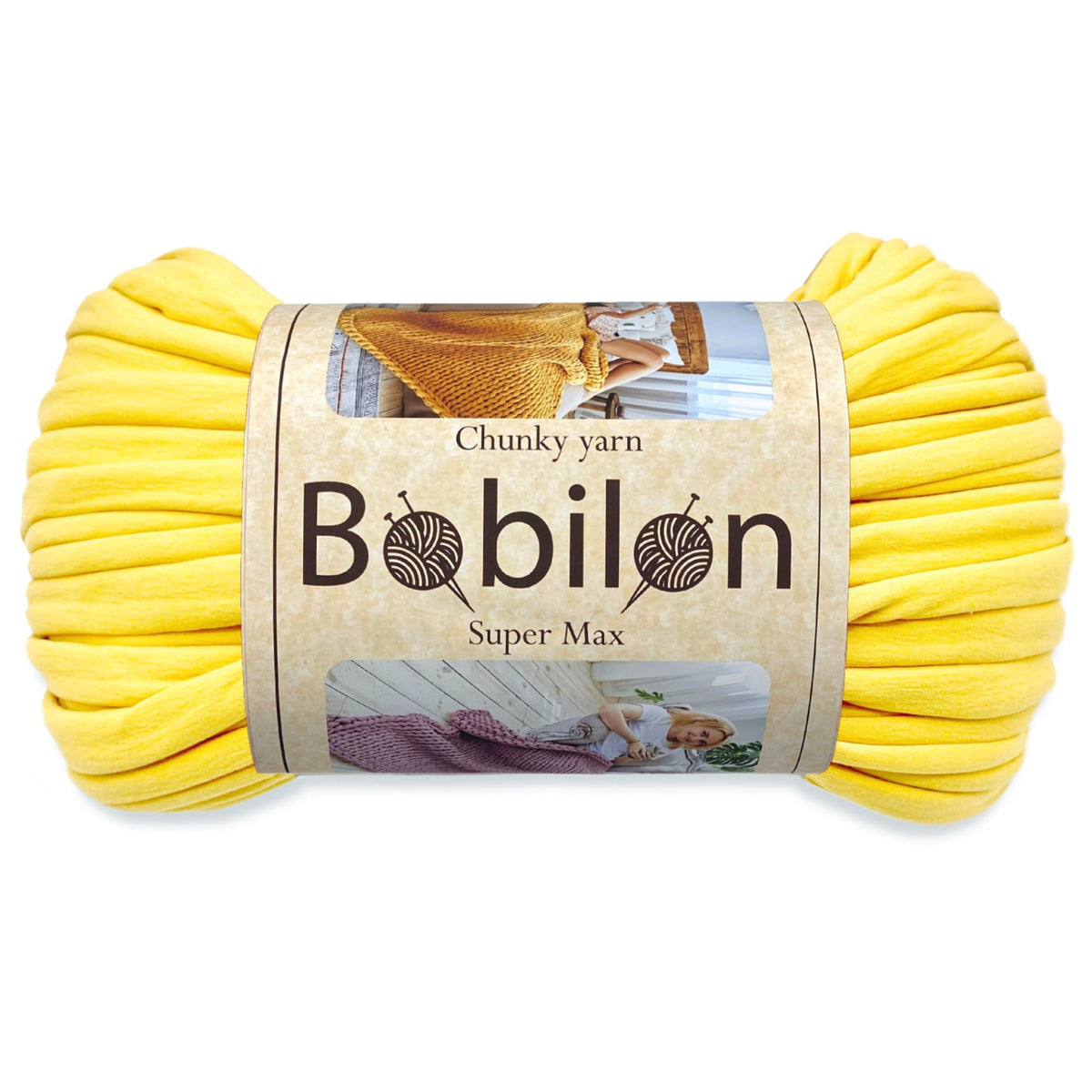 Super Thick T-Shirt Yarn 20–30 mm for Giant Crochet, Hand Knitting & Macrame – Chunky Cotton Tube Yarn – DIY Home Decor – Yellow