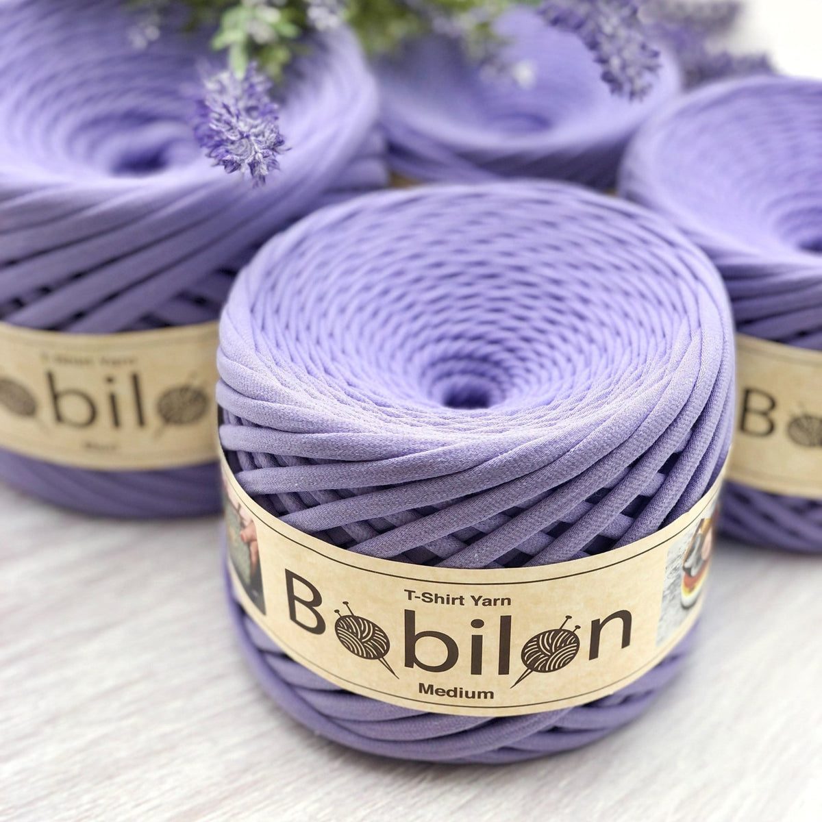 T-shirt yarn, Medium 7-9 mm, Lavender
