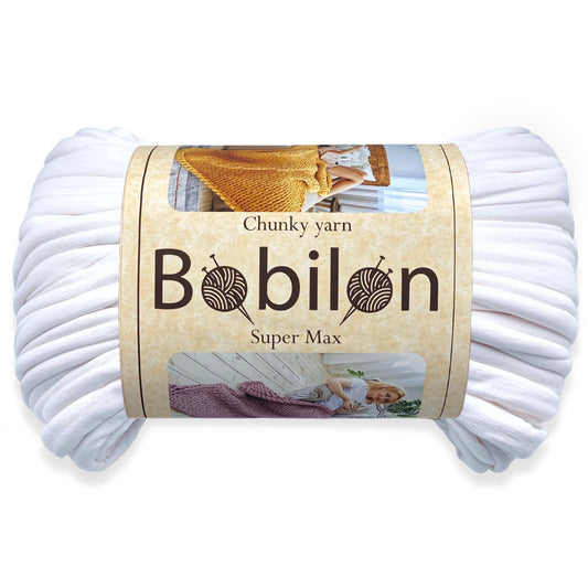 Super Thick T-Shirt Yarn 20–30 mm for Giant Crochet, Hand Knitting & Macrame – Chunky Cotton Tube Yarn – DIY Home Decor – Snow White