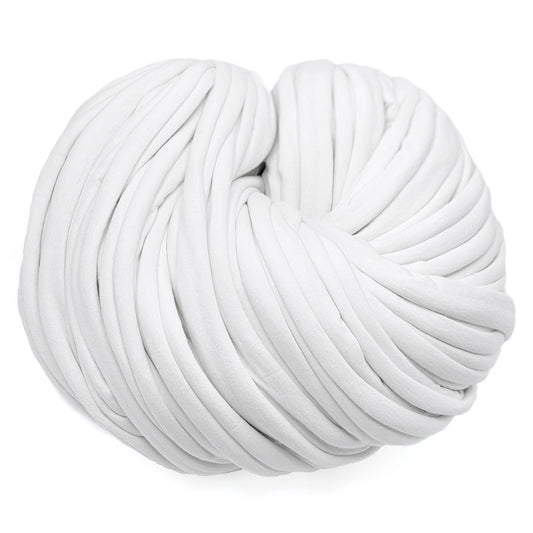 Super Thick T-Shirt Yarn 20–30 mm for Giant Crochet, Hand Knitting & Macrame – Chunky Cotton Tube Yarn – DIY Home Decor – Snow White