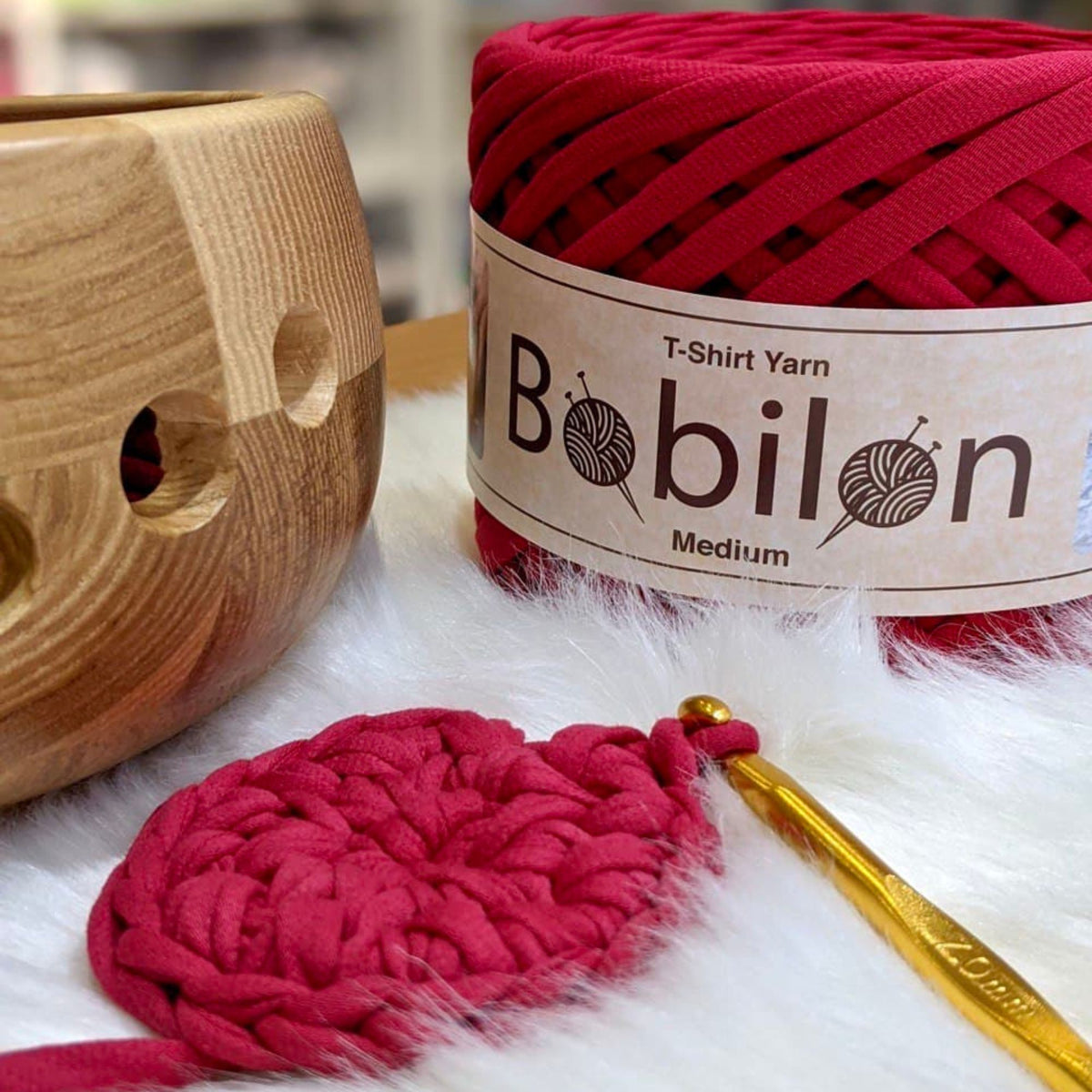 T-shirt yarn, Mini 5-7 mm, Ruby