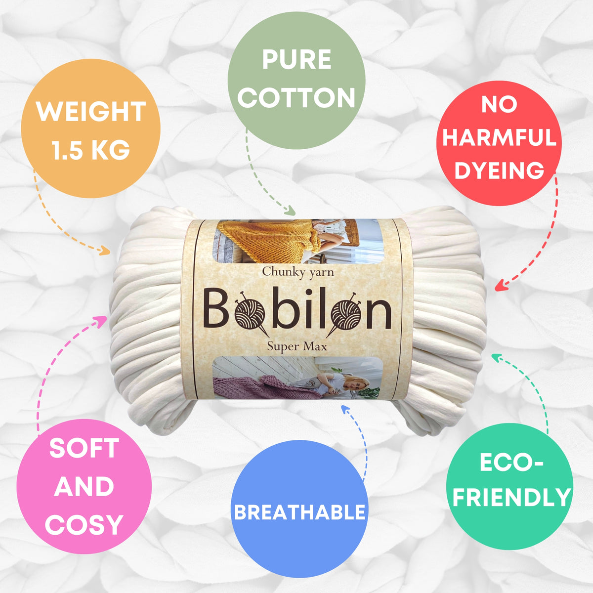 Super Thick T-Shirt Yarn 20–30 mm for Giant Crochet, Hand Knitting & Macrame – Chunky Cotton Tube Yarn – DIY Home Decor – Lavender