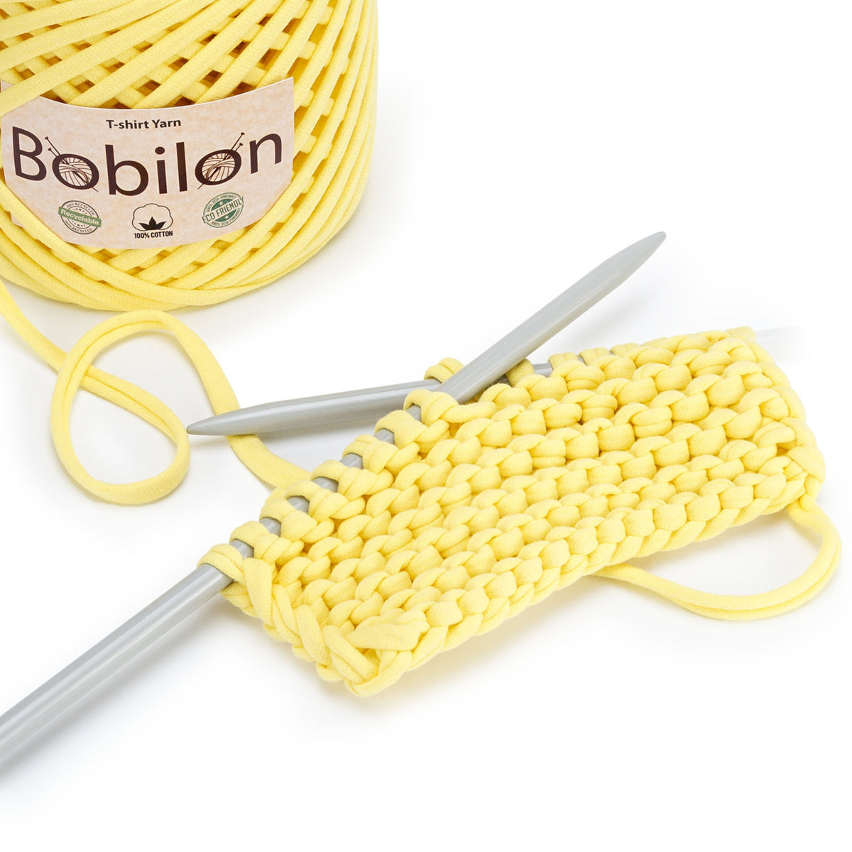 T-shirt yarn, Medium 7-9 mm, Lemon