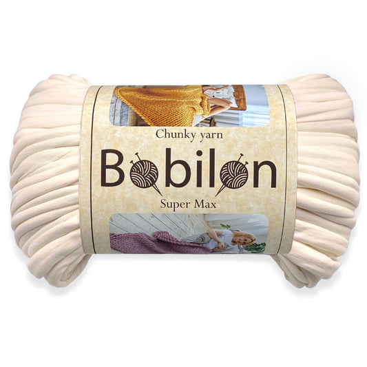 Super Thick T-Shirt Yarn 20–30 mm for Giant Crochet, Hand Knitting & Macrame – Chunky Cotton Tube Yarn – DIY Home Decor – Vanilla