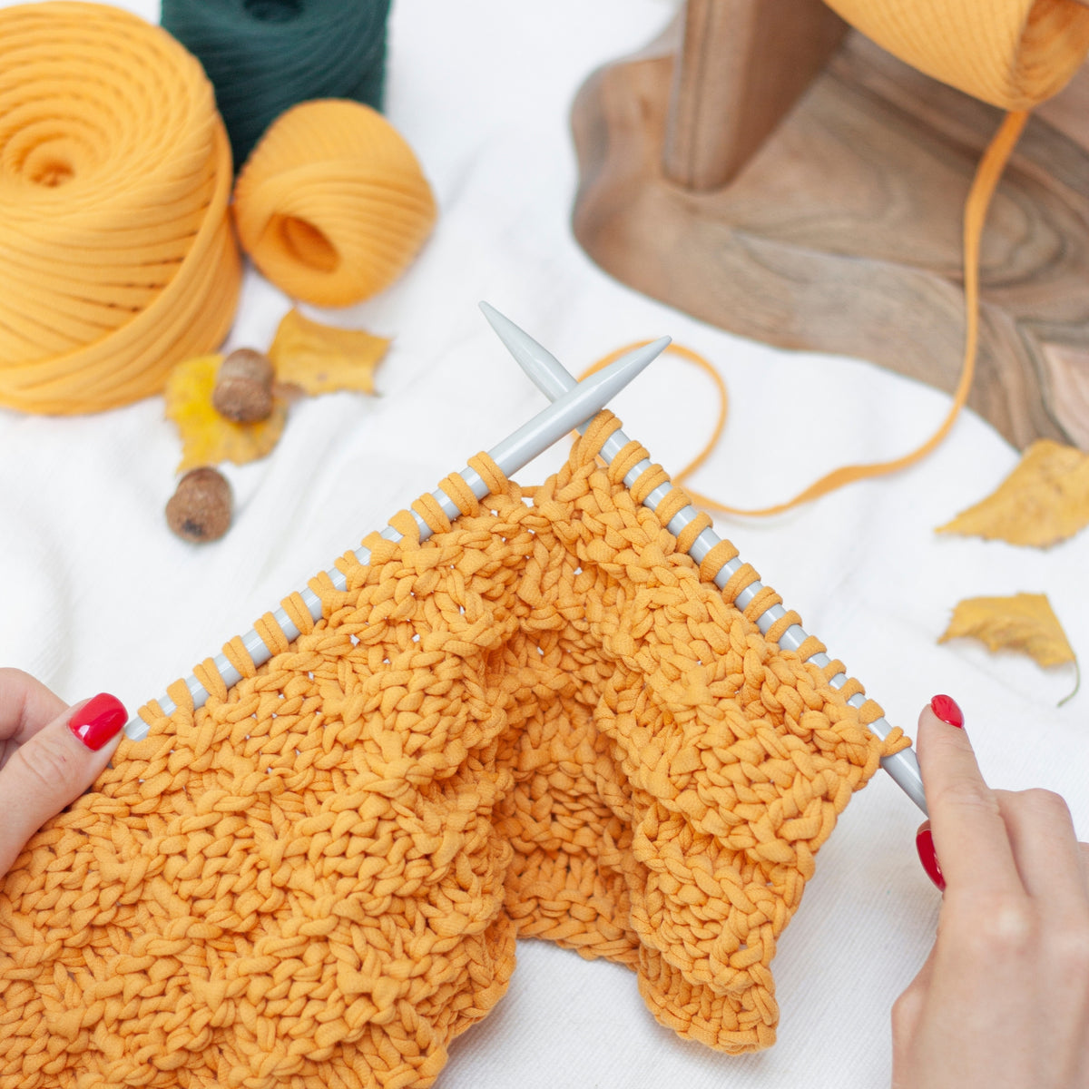 T-shirt yarn, Micro 3-5 mm, Mustard
