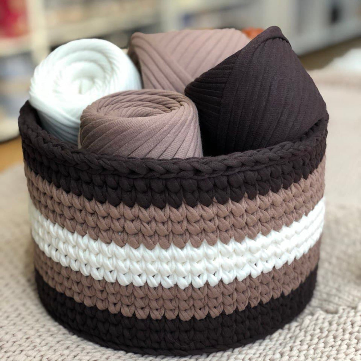 T-shirt yarn, Micro 3-5 mm, Hot Chocolate