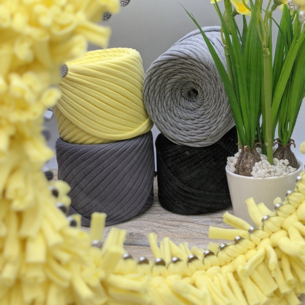 T-shirt yarn, Medium 7-9 mm, Lemon