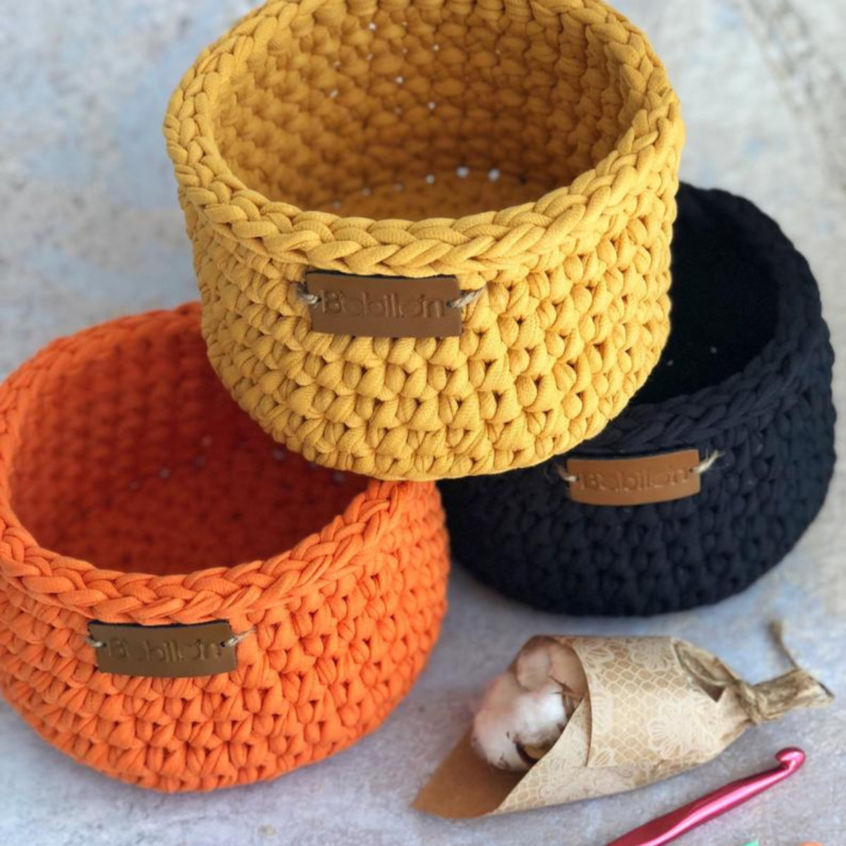 T-shirt yarn, Medium 7-9 mm, Orange