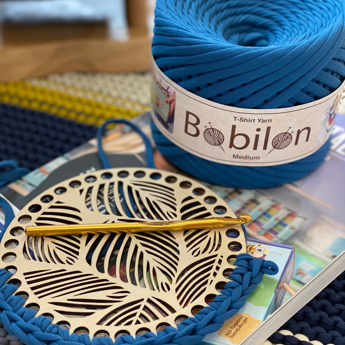 T-shirt yarn, Micro 3-5 mm, Blue Jeans