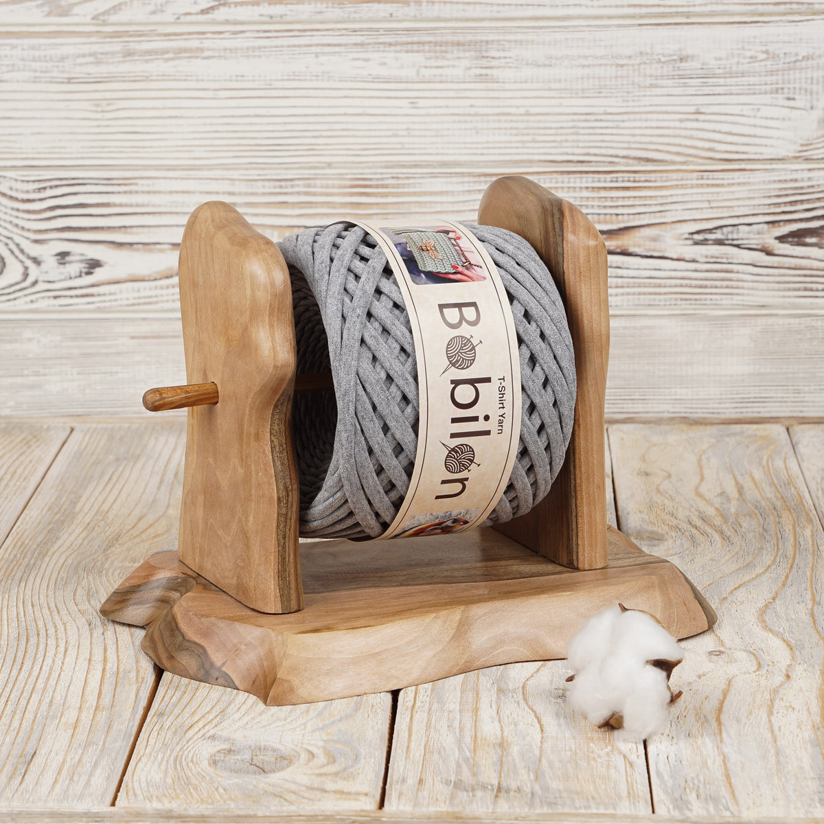 T-shirt yarn, Medium 7-9 mm, Gray Melange