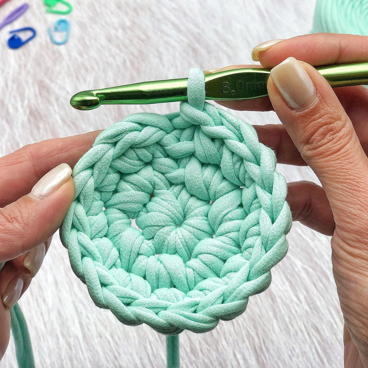 T-shirt yarn, Medium 7-9 mm, Mint