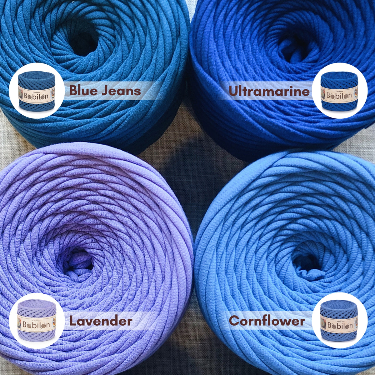 T-shirt yarn, Medium 7-9 mm, Cornflower