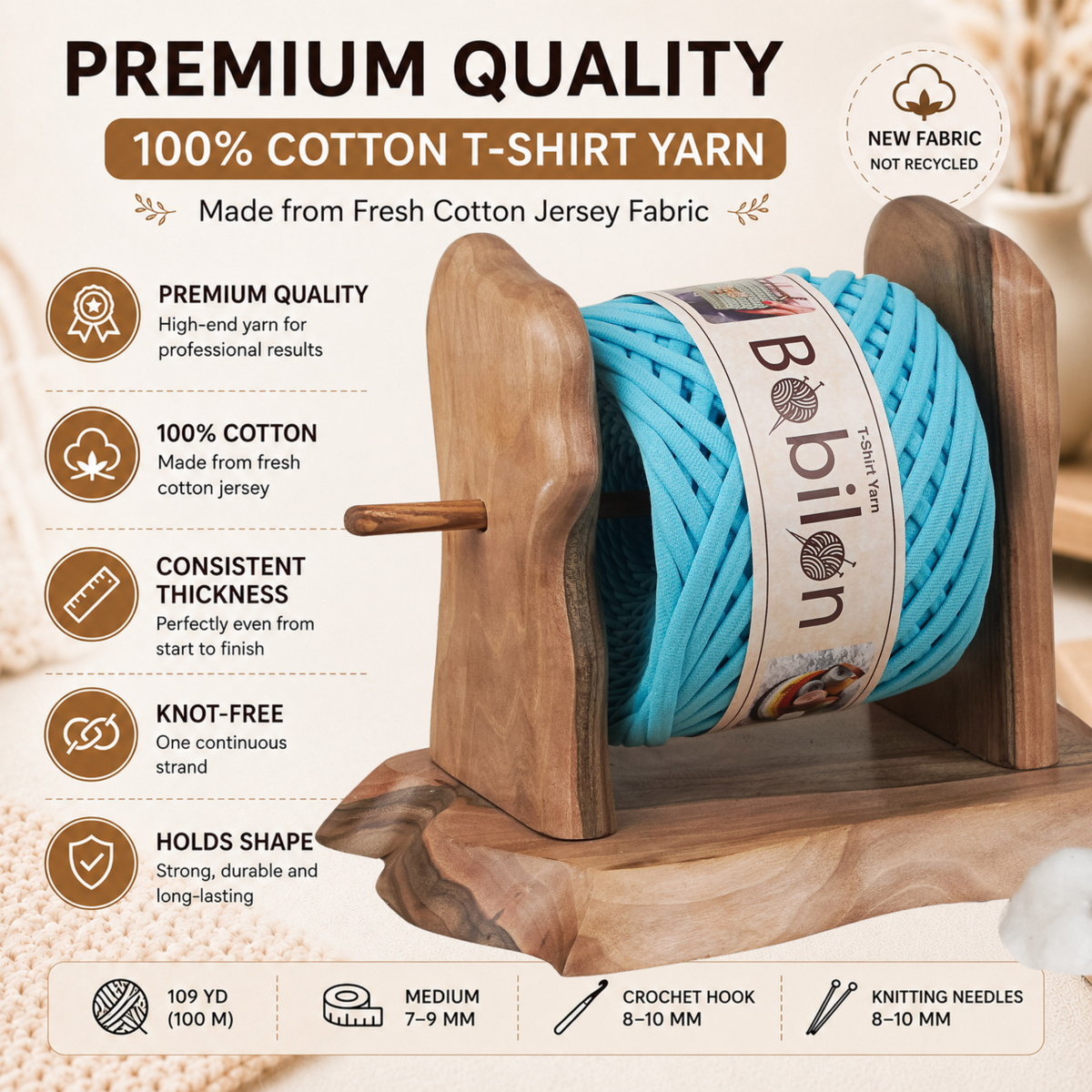 T-shirt yarn, Medium 7-9 mm, Arctic
