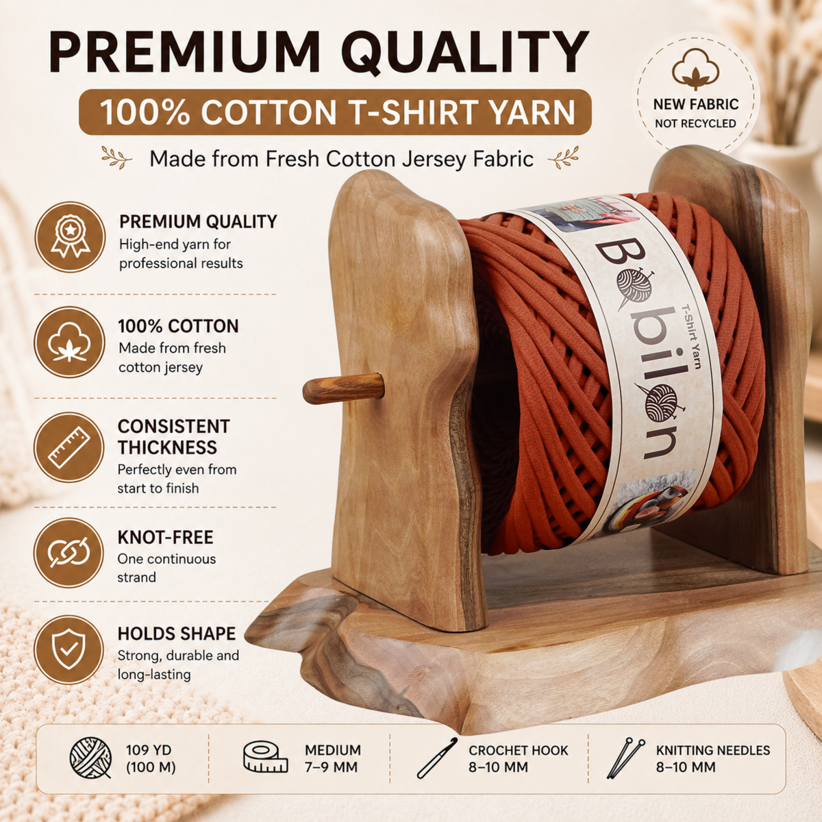 T-shirt yarn, Medium 7-9 mm, Canyon