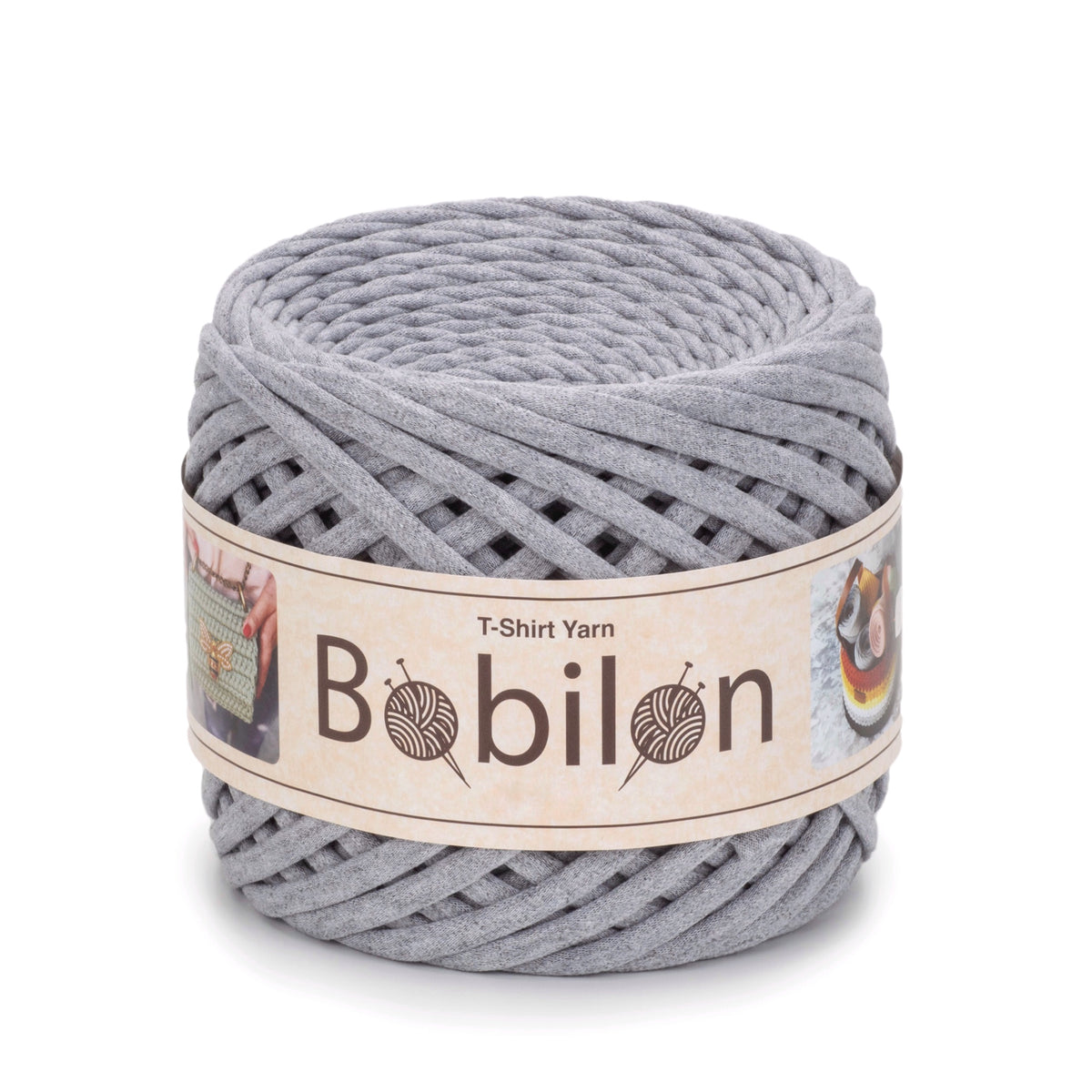 T-shirt yarn, Medium 7-9 mm, Gray Melange