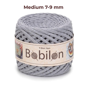 T-shirt yarn, Medium 7-9 mm, Gray Melange