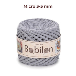 T-shirt yarn, Micro 3-5 mm, Gray Melange