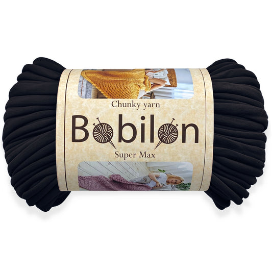 Super Thick T-Shirt Yarn 20–30 mm for Giant Crochet, Hand Knitting & Macrame – Chunky Cotton Tube Yarn – DIY Home Decor – Black Passion