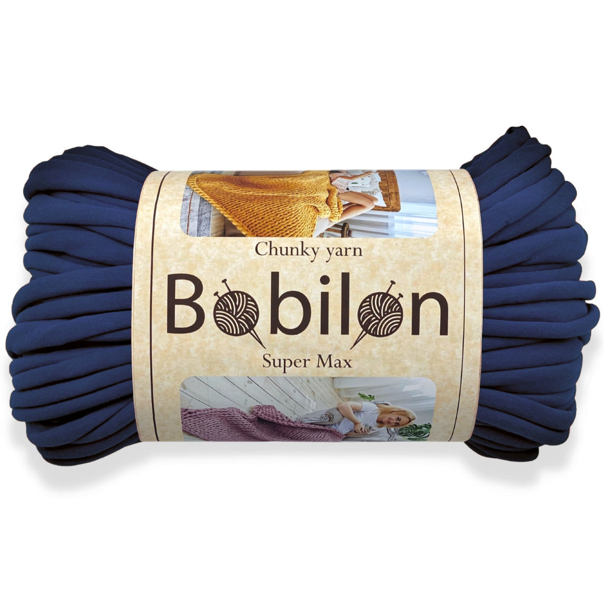 Super Thick T-Shirt Yarn 20–30 mm for Giant Crochet, Hand Knitting & Macrame – Chunky Cotton Tube Yarn – DIY Home Decor – Blue Sapphire