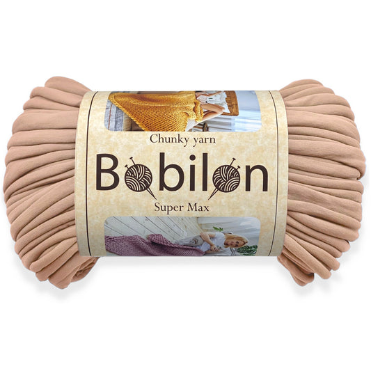Super Thick T-Shirt Yarn 20–30 mm for Giant Crochet, Hand Knitting & Macrame – Chunky Cotton Tube Yarn – DIY Home Decor – Caramel