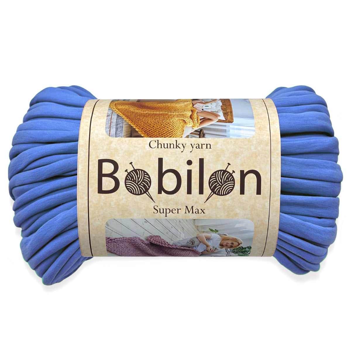 Super Thick T-Shirt Yarn 20–30 mm for Giant Crochet, Hand Knitting & Macrame – Chunky Cotton Tube Yarn – DIY Home Decor – Cornflower