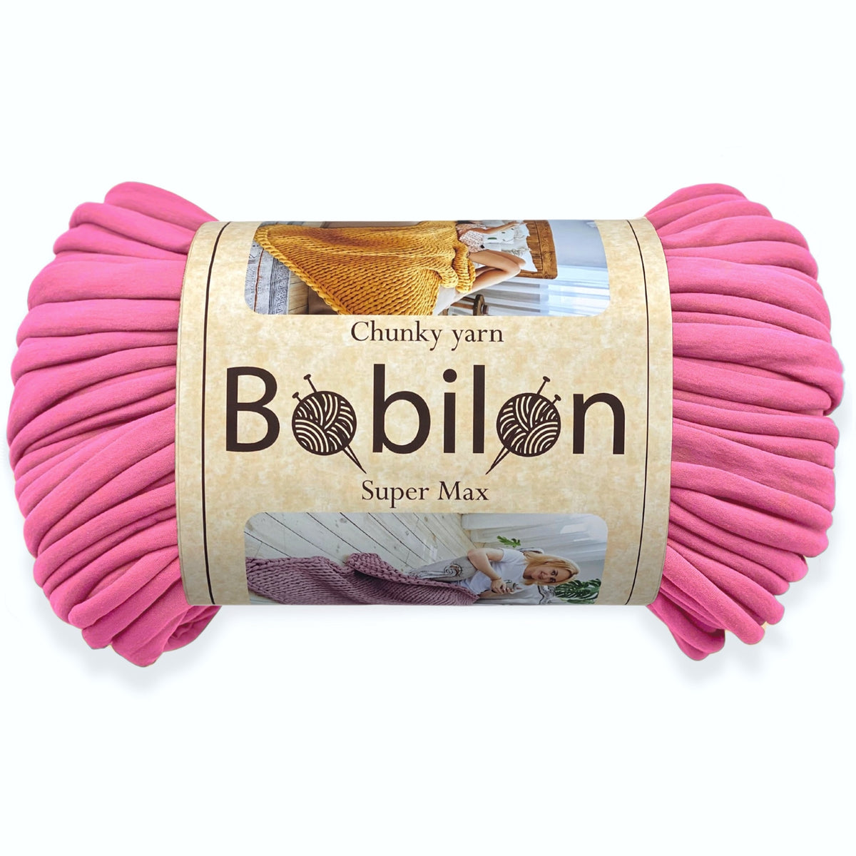 Super Thick T-Shirt Yarn 20–30 mm for Giant Crochet, Hand Knitting & Macrame – Chunky Cotton Tube Yarn – DIY Home Decor – Flamingo