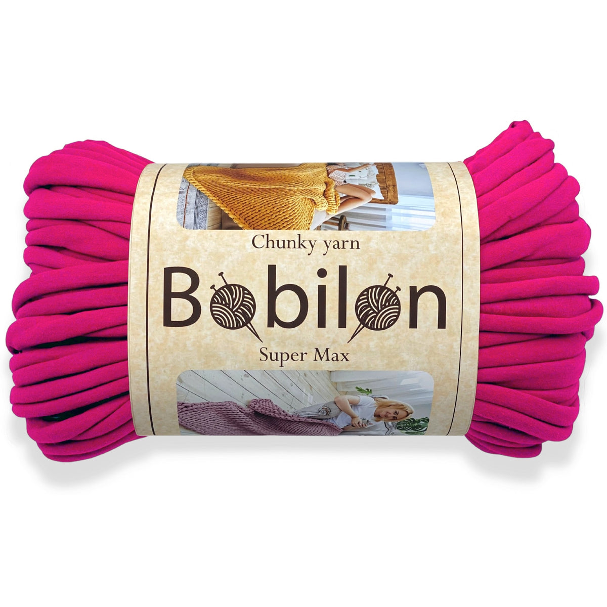 Super Thick T-Shirt Yarn 20–30 mm for Giant Crochet, Hand Knitting & Macrame – Chunky Cotton Tube Yarn – DIY Home Decor – Hot Pink