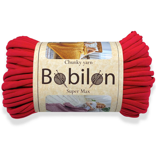 Super Thick T-Shirt Yarn 20–30 mm for Giant Crochet, Hand Knitting & Macrame – Chunky Cotton Tube Yarn – DIY Home Decor – Lady in Red