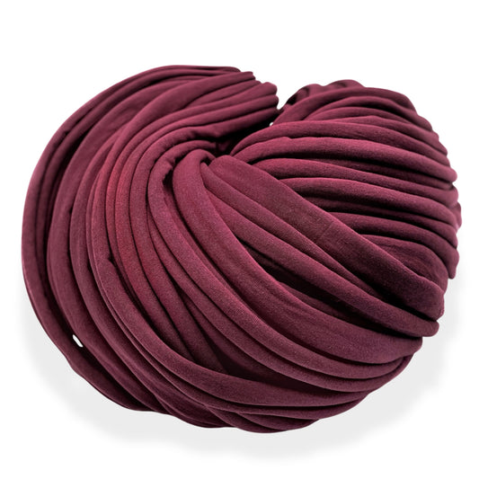 Super Thick T-Shirt Yarn 20–30 mm for Giant Crochet, Hand Knitting & Macrame – Chunky Cotton Tube Yarn – DIY Home Decor – Marsala
