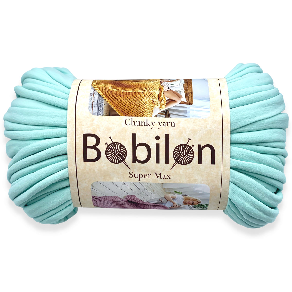 Super Thick T-Shirt Yarn 20–30 mm for Giant Crochet, Hand Knitting & Macrame – Chunky Cotton Tube Yarn – DIY Home Decor – Mint