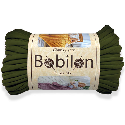 Super Thick T-Shirt Yarn 20–30 mm for Giant Crochet, Hand Knitting & Macrame – Chunky Cotton Tube Yarn – DIY Home Decor – Moss Green