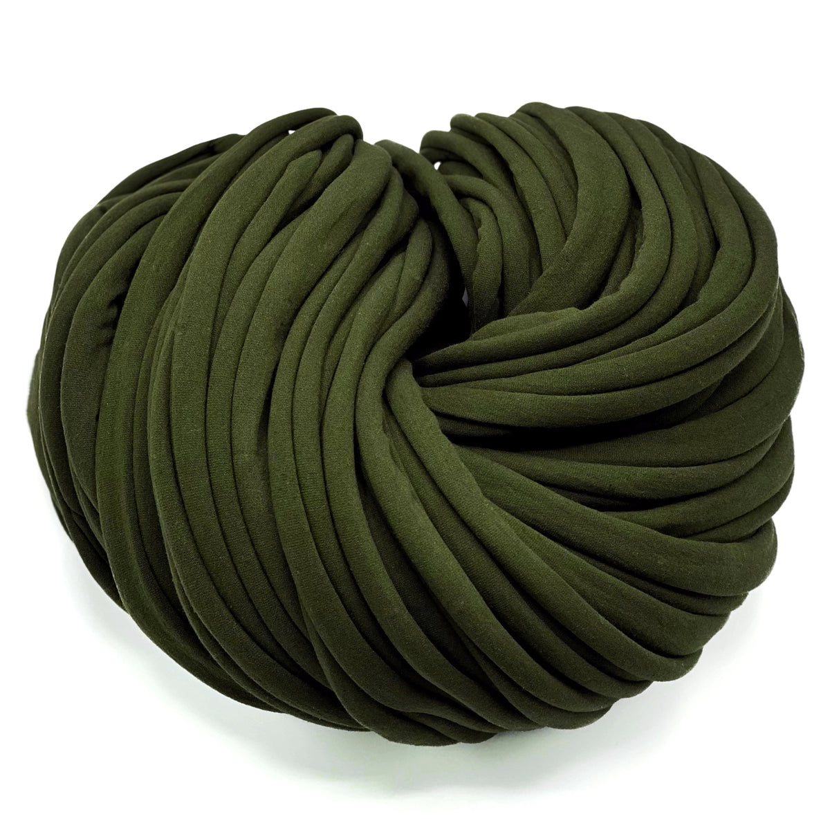 Super Thick T-Shirt Yarn 20–30 mm for Giant Crochet, Hand Knitting & Macrame – Chunky Cotton Tube Yarn – DIY Home Decor – Moss Green