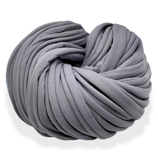 Super Thick T-Shirt Yarn 20–30 mm for Giant Crochet, Hand Knitting & Macrame – Chunky Cotton Tube Yarn – DIY Home Decor – Mr. Gray