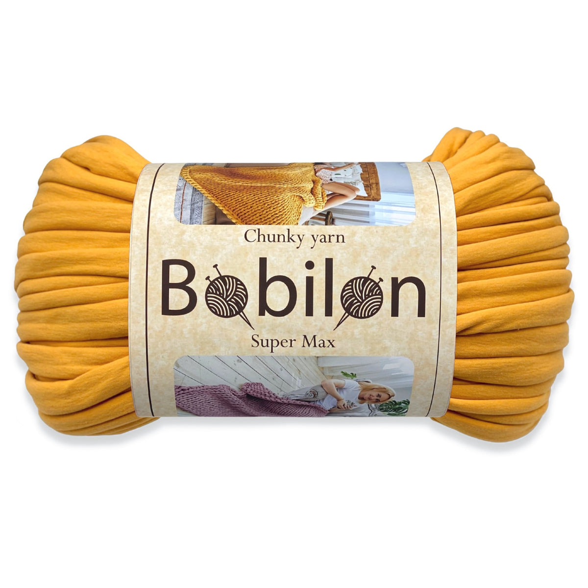 Super Thick T-Shirt Yarn 20–30 mm for Giant Crochet, Hand Knitting & Macrame – Chunky Cotton Tube Yarn – DIY Home Decor – Mustard