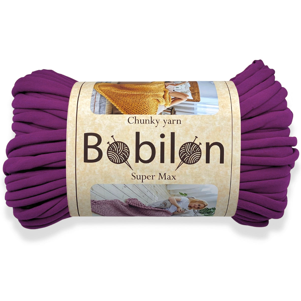 Super Thick T-Shirt Yarn 20–30 mm for Giant Crochet, Hand Knitting & Macrame – Chunky Cotton Tube Yarn – DIY Home Decor – Plum Pie