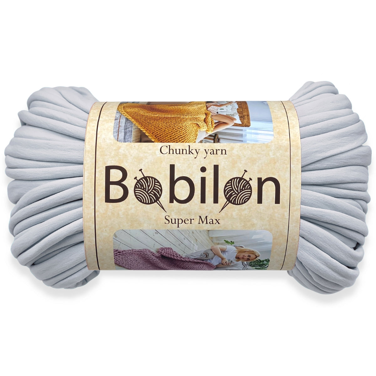 Super Thick T-Shirt Yarn 20–30 mm for Giant Crochet, Hand Knitting & Macrame – Chunky Cotton Tube Yarn – DIY Home Decor – Silver