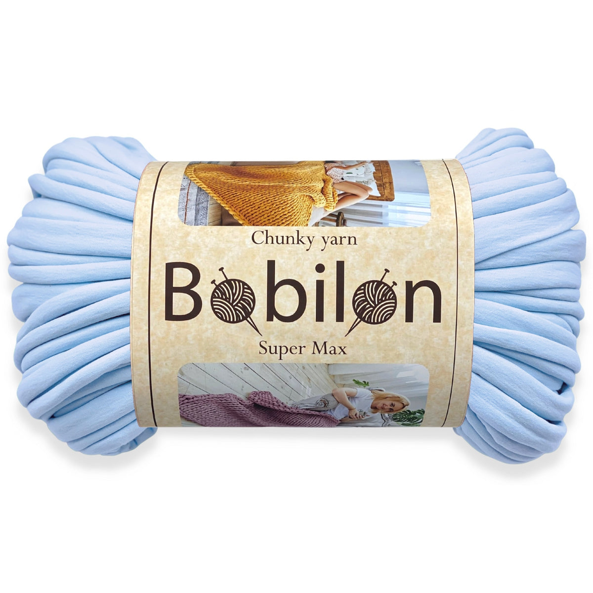 Super Thick T-Shirt Yarn 20–30 mm for Giant Crochet, Hand Knitting & Macrame – Chunky Cotton Tube Yarn – DIY Home Decor – Sky Blue